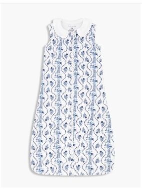 Hill House Blue Vine Stripe Collared Organic Cotton Sleep Sack 6-12mo